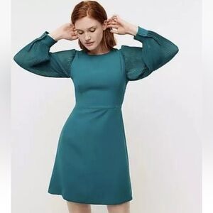 J.Crew Foggia Green Crepe Pleated Sleeves
Dress